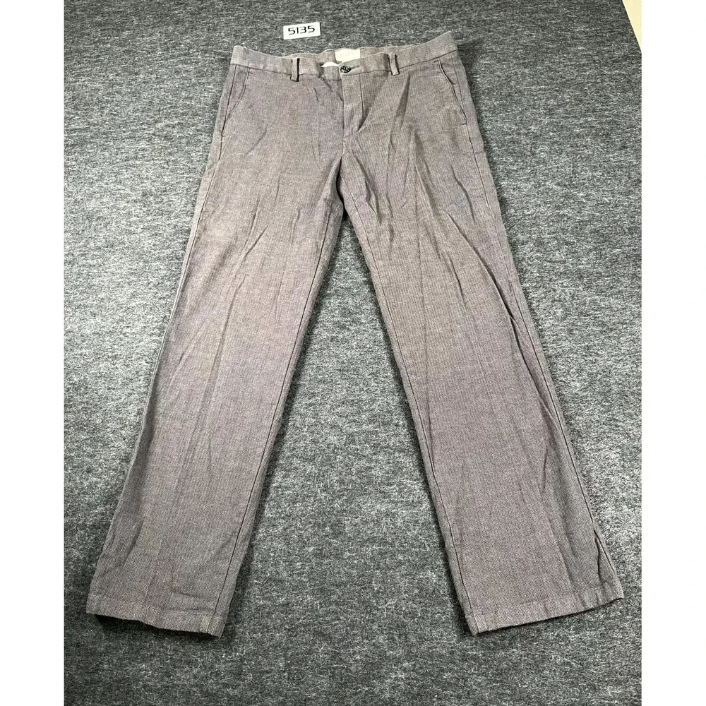 Dockers Chino Pants Mens 36x32 Gray Herringbone Slim Fit Stretch Flat Front